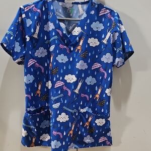 Kids Blue Raincloud & Animals Pajama Top - Unbranded